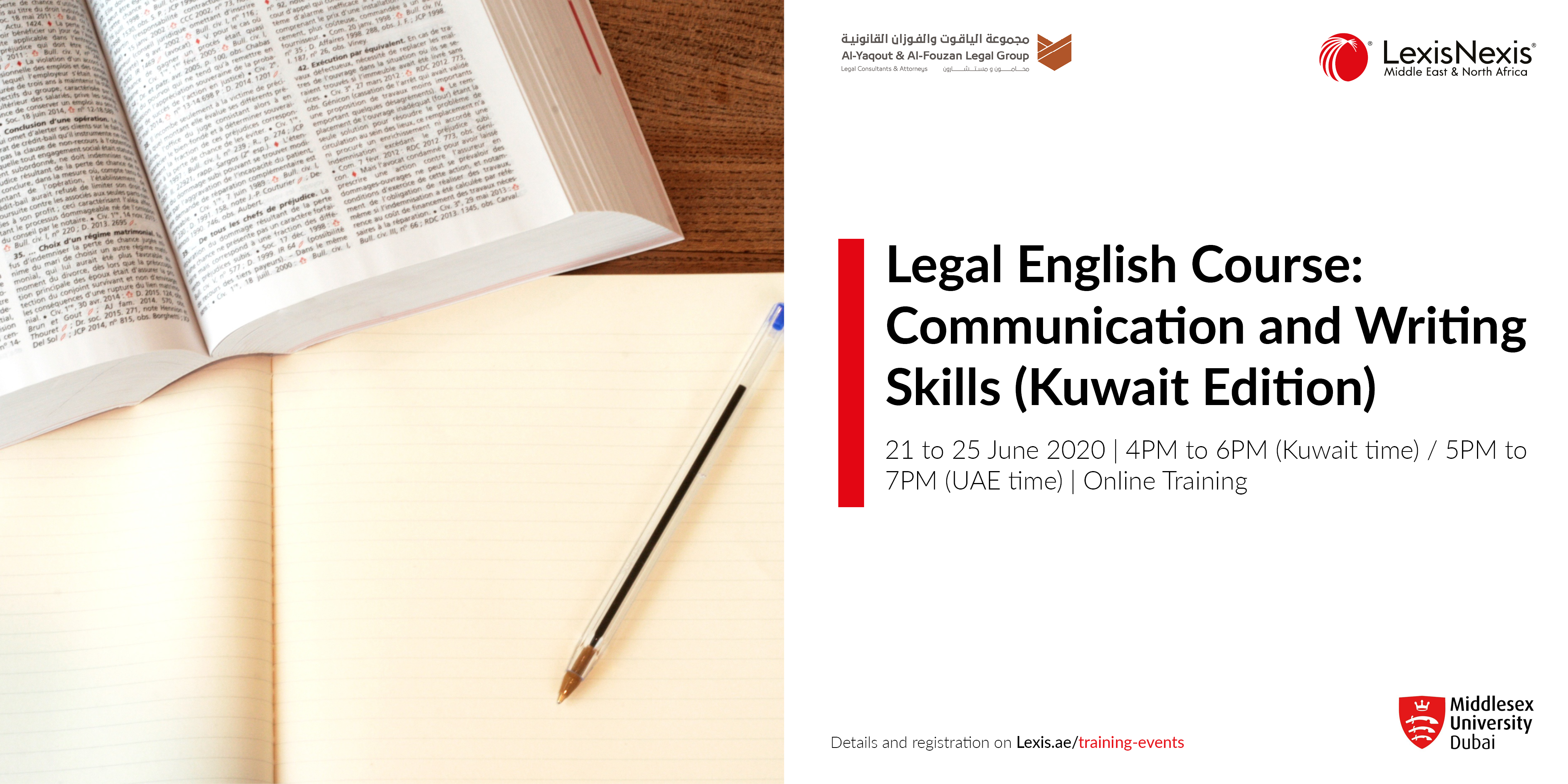 LEGAL ENGLISH COURSE: Communication and writing skills – KUWAIT Edition | 22-25 June 2020, Online Training