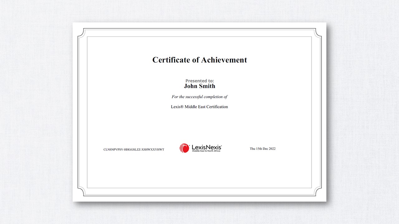 Lexis® Middle East Certification Programme