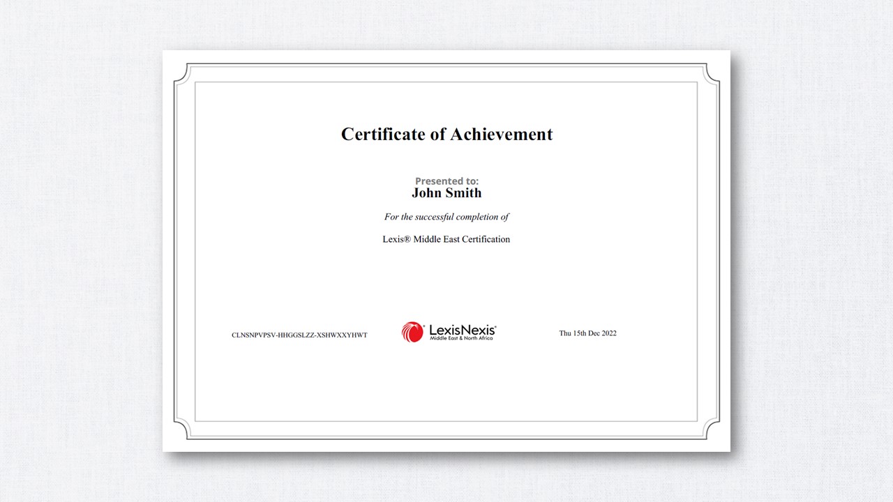Lexis® Middle East Certification Programme Lexis® Middle East Certification Programme